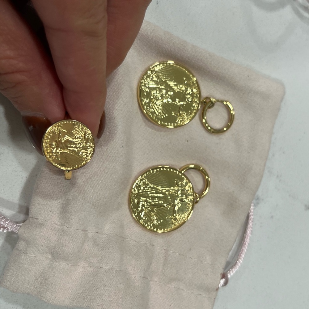Uncommon James Gold Coin Earrings &ring set